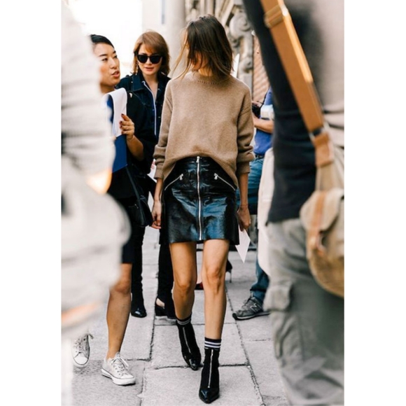 Nordstrom Open Edit Chloe Zip Boots Black Vegan Patent Leather Chunky Square Toe - Picture 12 of 15